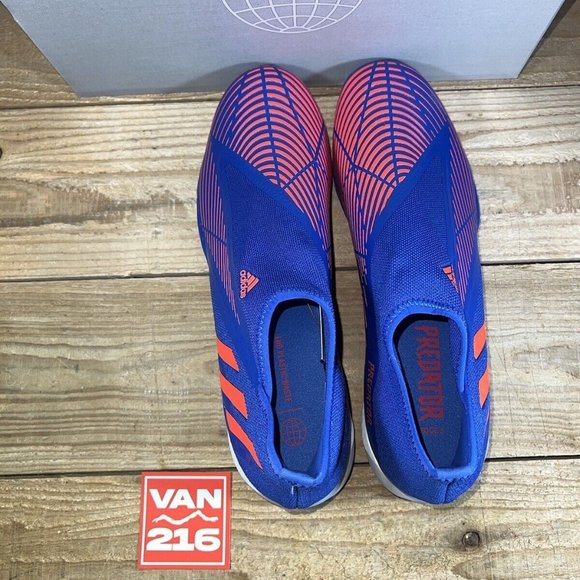 NEW: SZ 12: Adidas Men\'s Predator Edge.3 Laceless Soccer Turf Shoes: Blue/Turbo main image 10